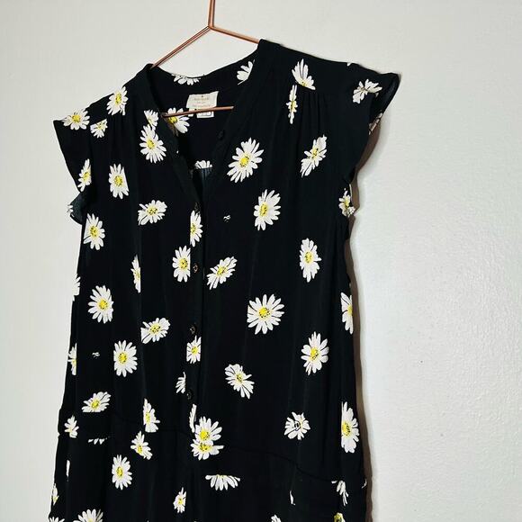KATE SPADE Women's Black & White Daisy Dot Floral Button Front Romper Size 8 - Picture 5 of 10
